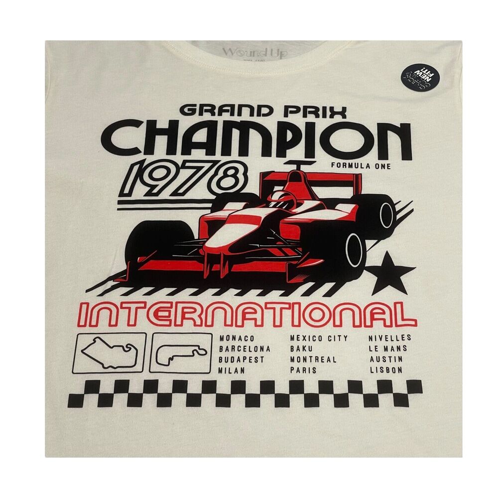 Wound Up T-Shirt Juniors 2XL (19) Cream Cotton Grand Prix Champion Short Sleeve - Picture 4 of 8